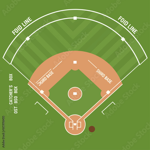 Master the game with this clear diagram of a baseball field layout, perfect for coaching or fan education, highlighting all key zones and bases for strategic play