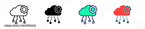 Cloud Computing  Icon Set Multiple Style Collection