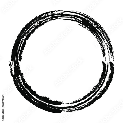 A hand-painted black ink ensō circle, a Zen Buddhist symbol representing enlightenment, strength, the universe, and the beauty in imperfection.