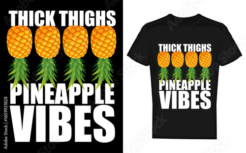 Thick Thighs Pineapple Vibes Cat Illustration for Women s Tank Top Design