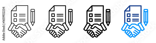 Contract Icon Different Style Outline Collection Set