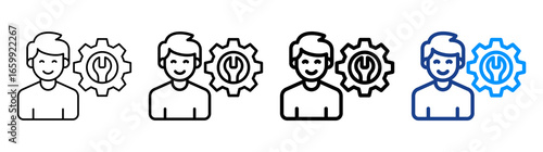 Skills Icon Different Style Outline Collection Set