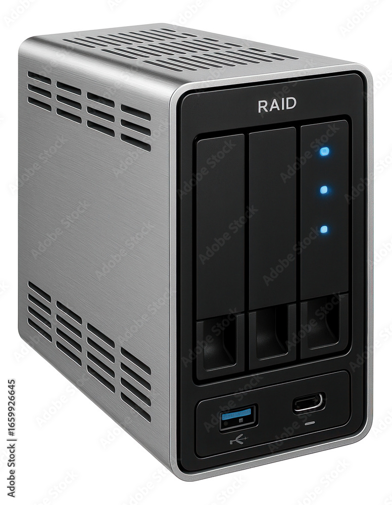 Fototapeta premium Local backup server with RAID configuration and USB connectivity for data redundancy