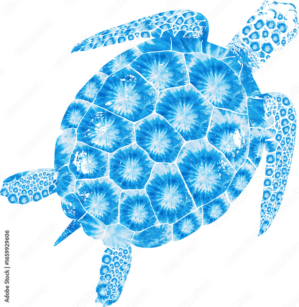 Fototapeta premium Tie Dye Pattern Bohemian Print Sea Turtle Bright Aloha Surf Turtle