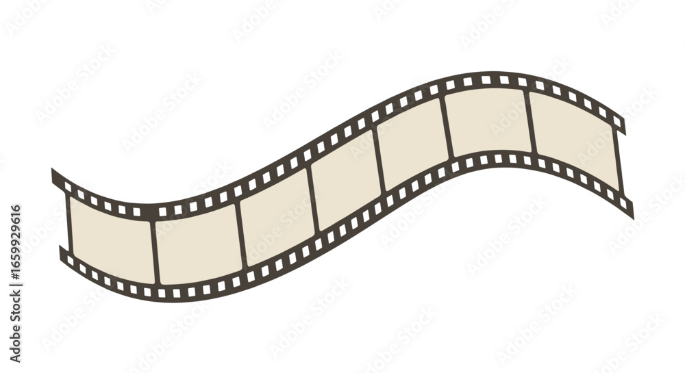 Fototapeta premium Wavy film strip isolated on white background in minimalist style