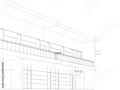 Architectural drawing of a house vector 3d illustration