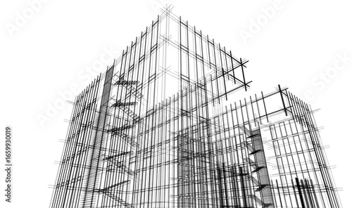Architectural drawing of a house vector 3d illustration