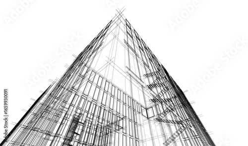 Architectural drawing of a house vector 3d illustration