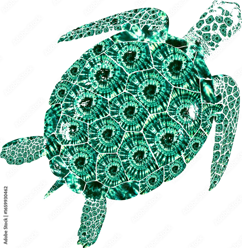 Fototapeta premium Tie Dye Pattern Bohemian Print Sea Turtle Bright Aloha Surf Turtle