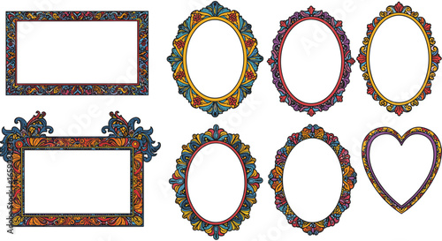 Vintage decorative frames collection with intricate ornamental patterns