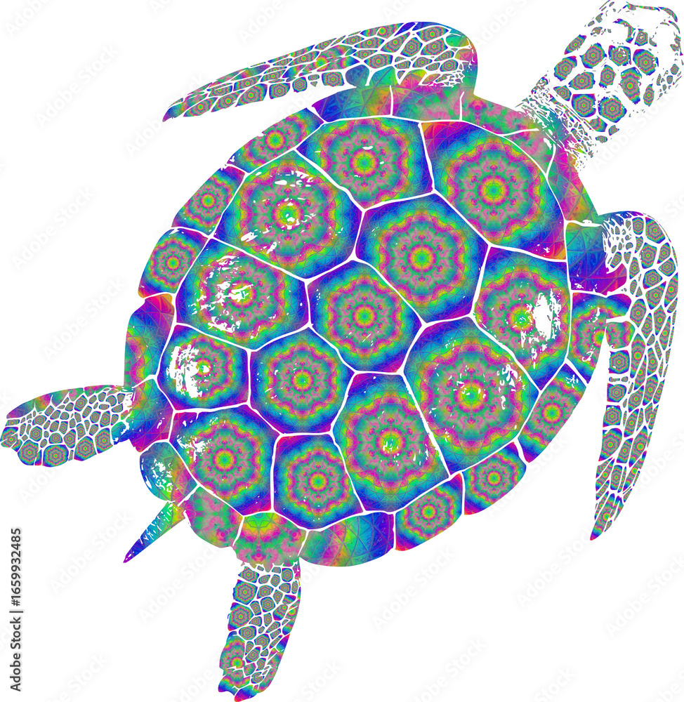 Fototapeta premium Tie Dye Pattern Bohemian Print Sea Turtle Bright Aloha Surf Turtle