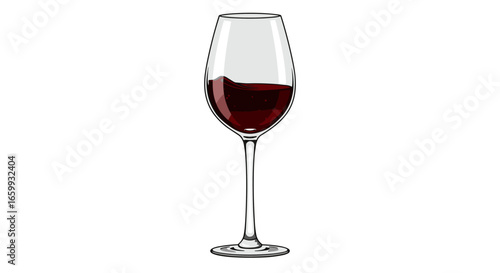Elegant glass of red wine on white background