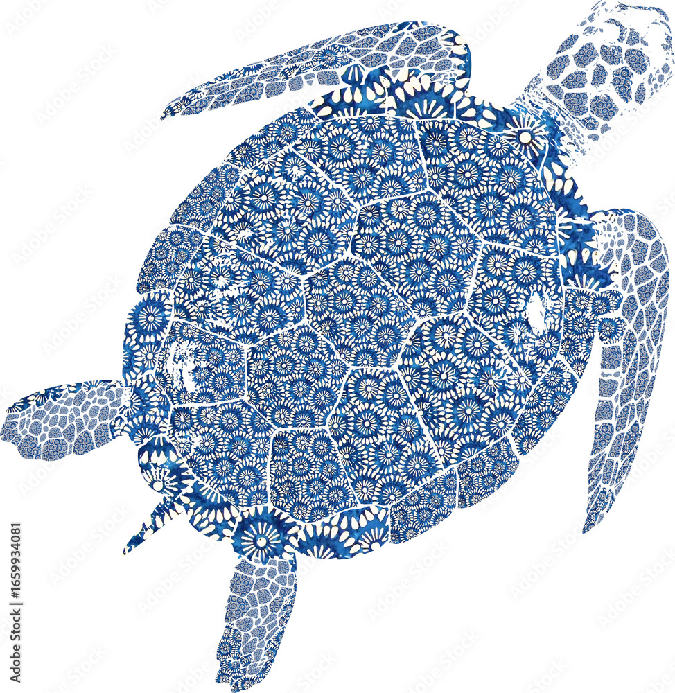 Fototapeta premium Tie Dye Pattern Bohemian Print Sea Turtle Bright Aloha Surf Turtle
