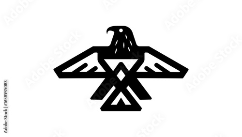 Native American Thunderbird Symbol , black isolated silhouette