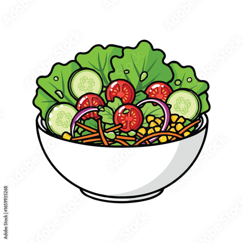 Vector Vegetable Salad Healthy Food Illustration – Fresh Green Bowl