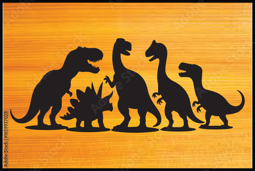 "Dinosaur Silhouettes on Wooden Background"

"Prehistoric Dinosaur Shadow Art"

"Jurassic Era Silhouette Illustrations"