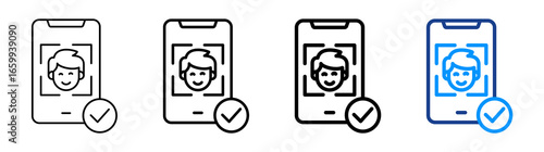 Face Detection Icon Different Style Outline Collection Set