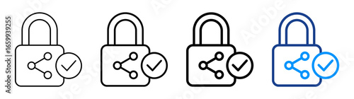 Secure Sharing Icon Different Style Outline Collection Set