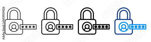 Account Password Icon Different Style Outline Collection Set