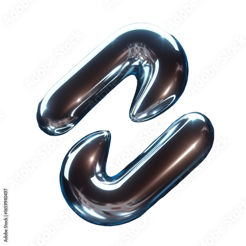 Abstract Chrome Z-Shaped Design Element:  Modern, Sleek, and Futuristic 3D Render.