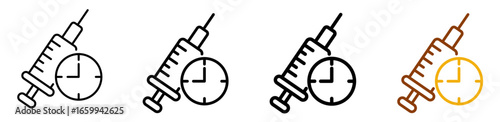Vaccine passport icon set in modern outline style for international travel, digital health certificates, and global mobility apps, featuring multistyle stroke and full color variation set