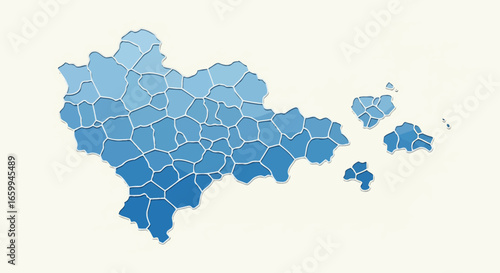 Stylized Blue Mosaic Map of Taiwan Island on Light Background for Creative and Educational Use Cases