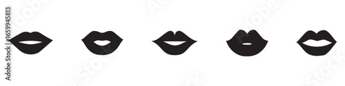 Women lips icons set. Mouth and lips logo design. Sexy female lips symbols. Lips icon isolated on white background. 
