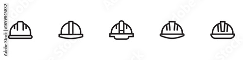Helmet icons set. Helmet sign and symbol. Construction helmet icon. Safety helmet. Vector Illustration. EPS 10