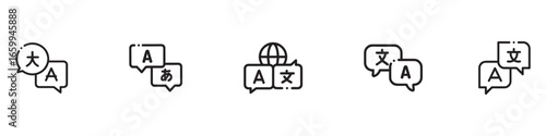 Language translate icons. Design for web and mobile app. Language translation vector icons. Language translation icon collection. Translate icons. language translation buttons. Vector Illustration.