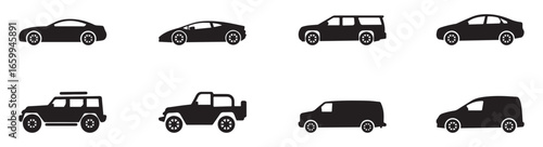 Car icon. Car type icons set. Model automobile. Various vehicle icon. Car body types. Vector illustration. EPS 10