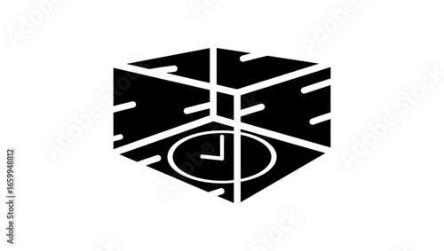 four dimensions symbol, black isolated silhouette