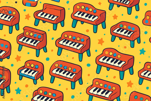 Seamless Pattern of Adorable Cartoon Radiators and Colorful Flowers