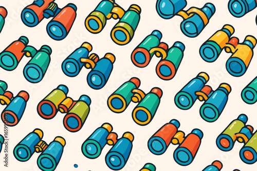 Colorful Binoculars Seamless Pattern Background for Exploration and Travel