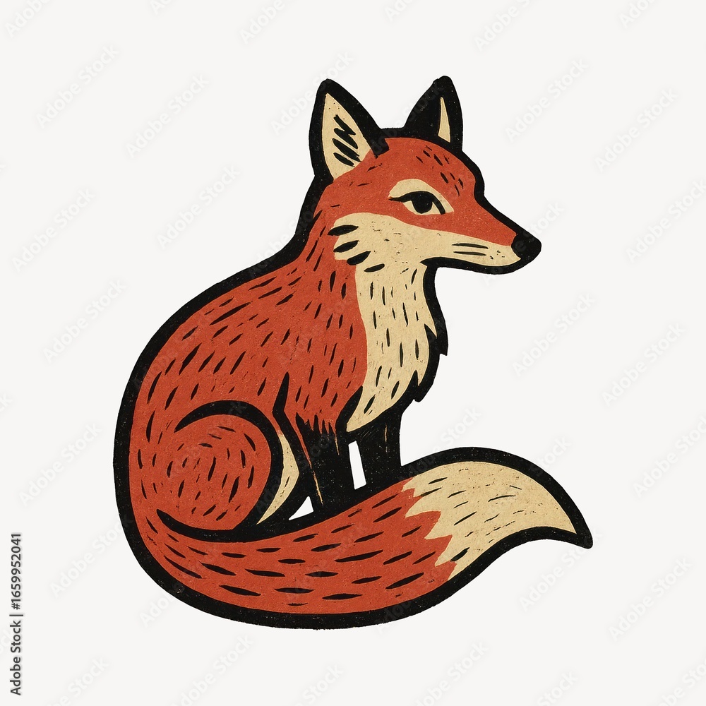 Obraz premium Vintage fox illustration design.