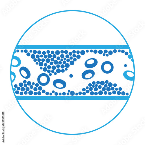 Cholesterol and atherosclerosis illustration blue icon