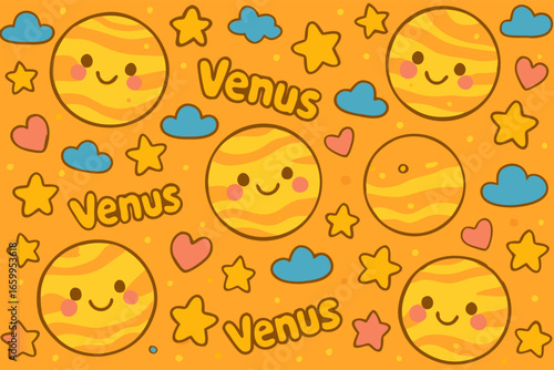 Cute smiling yellow stars seamless pattern for kids nursery decor