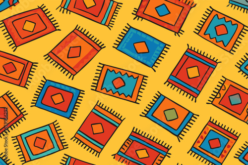 Playful Bees Dancing Among Colorful Flowers in Cheerful Pattern Design