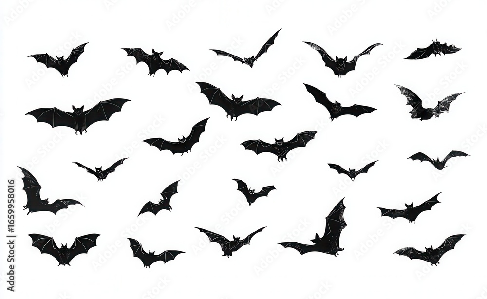 Naklejka premium halloween bat, kawaii bats, set of bats