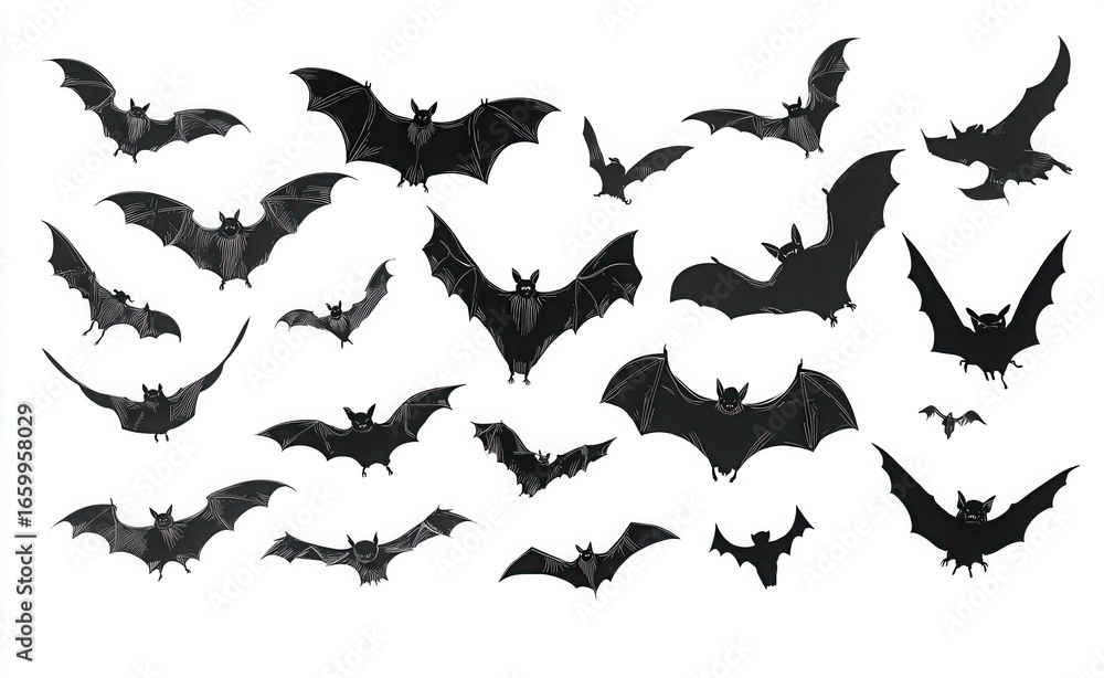 Fototapeta premium halloween bat, kawaii bats, set of bats