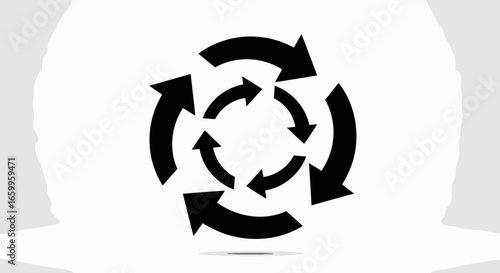 Dynamic circular arrows symbolize process flow, continuous improvement, and business strategy.