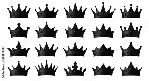 Discover a stunning collection of regal black crowns, perfect for conveying power, luxury, and achievement in your designs.