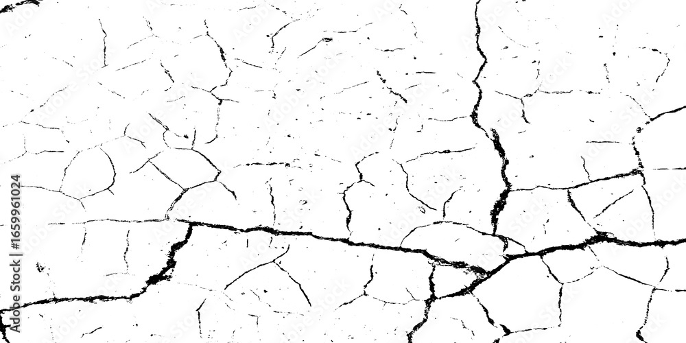 Fototapeta premium Crack and scratched grunge dust wall urban background texture vector. crack cement wall texture. black textured grainy cracked ground lines isolated on white. distressed overlay grainy texture.