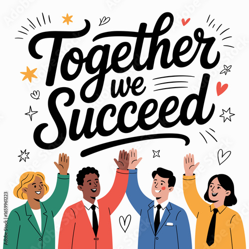Together We Succeed Teamwork Illustration
