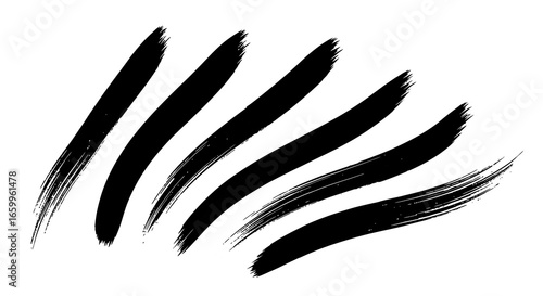 Bold black brush strokes add dynamic artistic flair to modern creative projects, conveying energy and movement