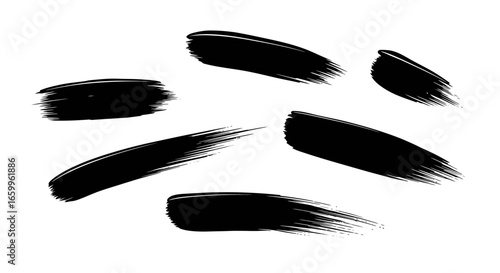Dynamic black brush strokes capture artistic flair and bold design elements for creative projects.