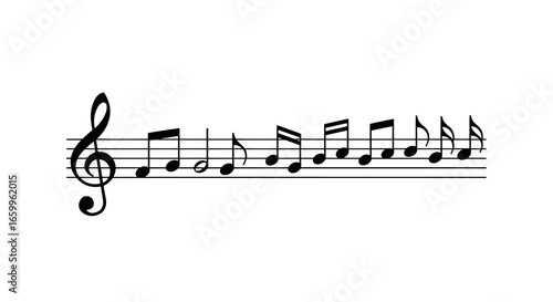 Dynamic musical notes flow across staff, capturing the essence of melody and rhythm for creative projects.