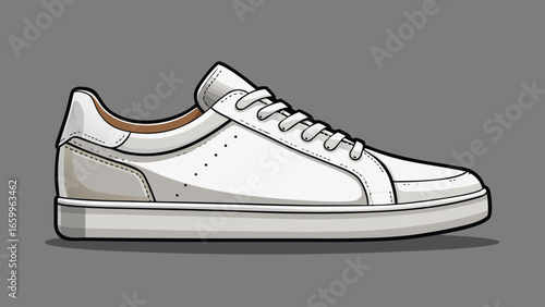 Minimalist White Leather Sneaker on Clean Grey Background Demonstrating Style and Simplicity Fashion Footwear Concept .white background, 