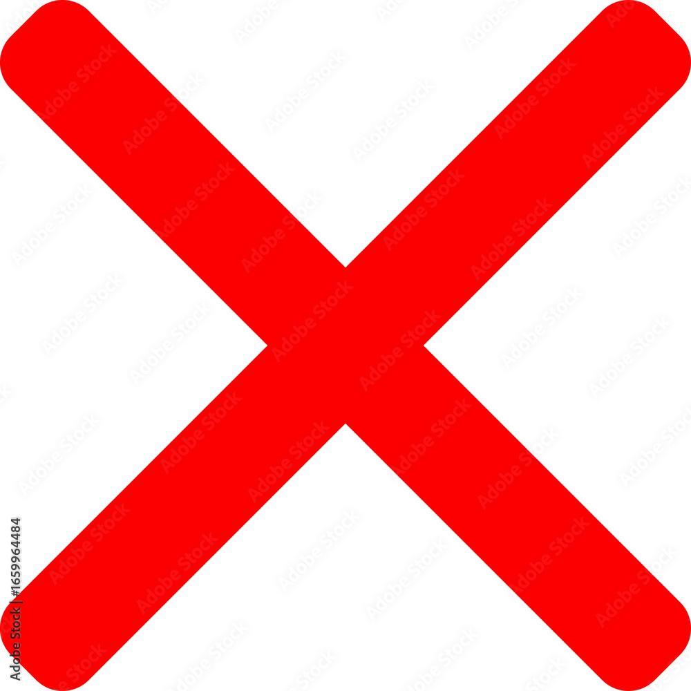 Obraz premium Red and white cross mark icon design for a negative stop symbol