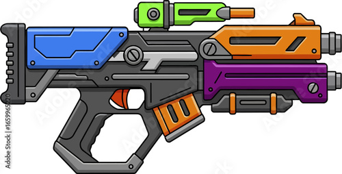 Sci-Fi Armory Weapon Concept – Futuristic Gun Vector Illustration