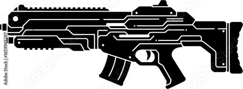 Sci-Fi Armory Weapon Concept – Futuristic Gun Vector Illustration